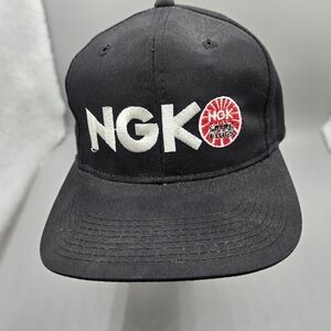 NGK Spark Plugs Hat Cap Black Snap Back Trucker Logo